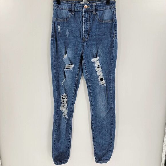 Forever 21 distressed high rise skinny jeans 27 - Picture 1 of 3